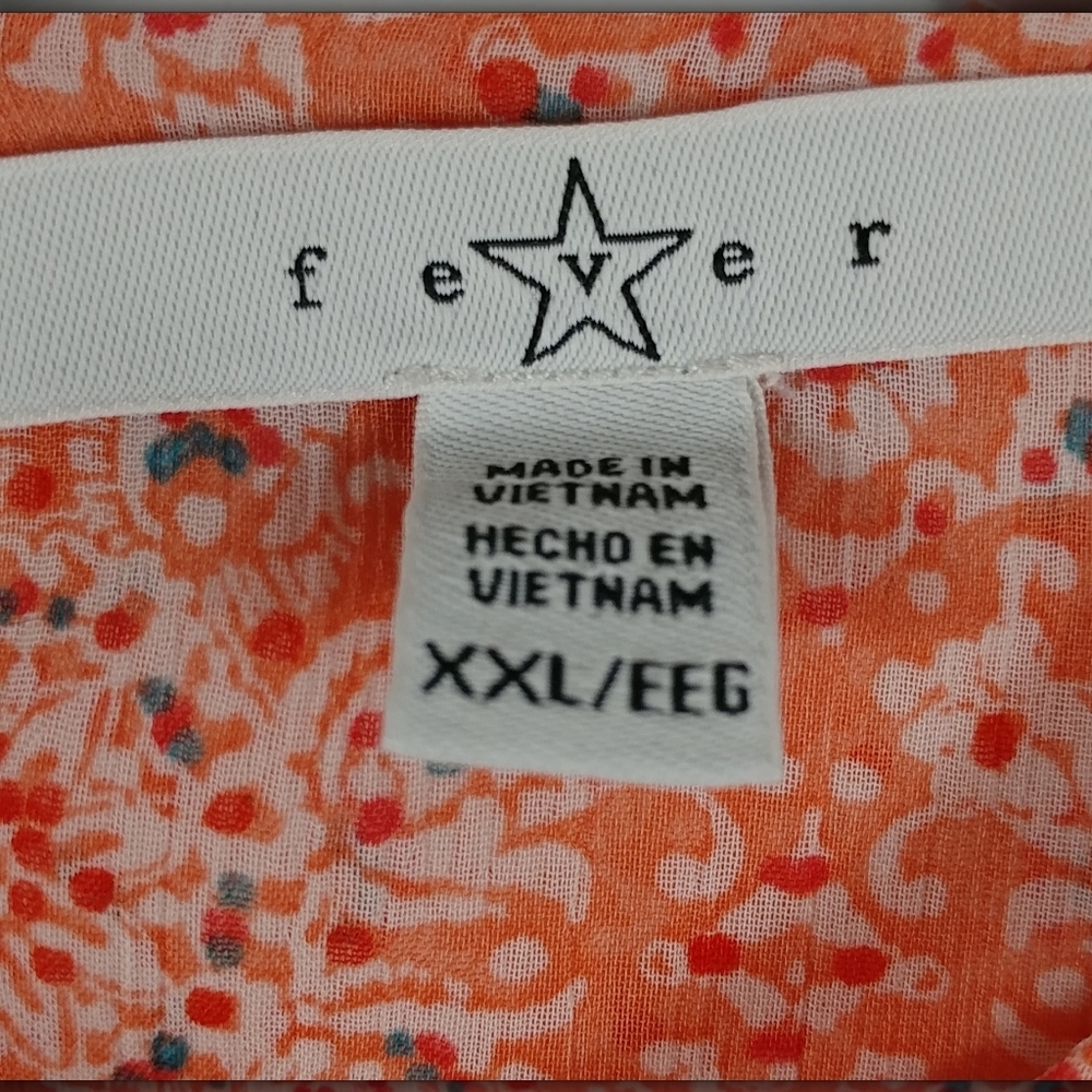 Fever Women's Orange Geometric Art Sleeveless Shark Bite Hem Top Plus Size XXL - Picture 2 of 11